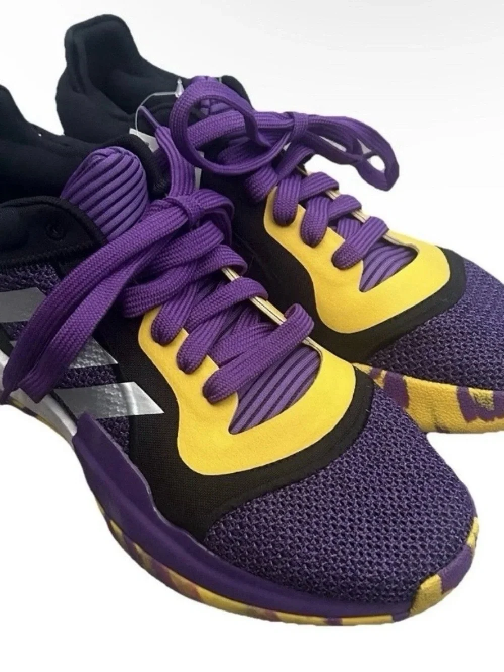 NWT Adidas Marquee Boost Low Purple And Yellow Sneakers Size 7.5